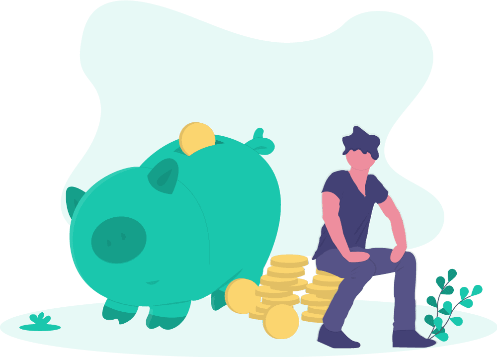 Piggy bank with person